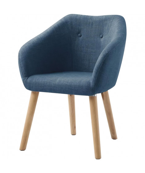 Fauteuil CANDY - Tissu polyester bleu - Scandinave - L 42 x P 60 x H 79 cm