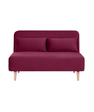 Banquette BZ 2 places - Style scandinave - Velours rose foncé - L 130 x P 90 x 81 cm - DEPLO