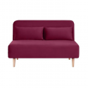 Banquette BZ 2 places - Style scandinave - Velours rose foncé - L 130 x P 90 x 81 cm - DEPLO