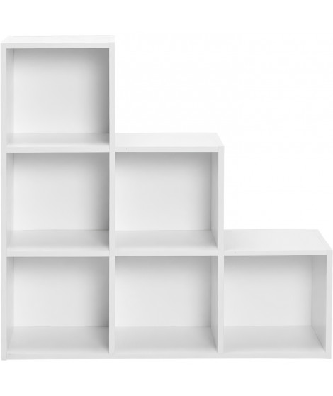 Meuble de rangement COMPO 6 cases escalier- Blanc - L 91x P 30 x H 91 cm