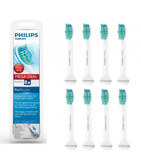 PHILIPS Sonicare HX6018/07 Pack Tetes de brosse a dents ProResults Standard - x8