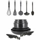 Batterie de cuisine MENASTYL 13 pieces - 3 casseroles 16/18/20 - 3 Poeles 20/24/28 - Poignée amovible - Tous Feux dont Induction