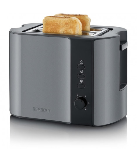 SEVERIN AT9541 Toaster compact - 800 W - 2 fentes jusqu'a 2 tranches - Gris et noir