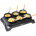 Bestron Service Party Wok électrique, Grill de table avec mini poeles wok pour 6 personnes, 1000 Watts, Couleur: noir