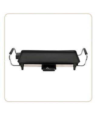 LITTLE BALANCE 8273 Happy Plancha 50, Plancha électrique 4-6 personnes, Anti-adhésive, Tous types d'aliments, 2000W, Noir / Inox