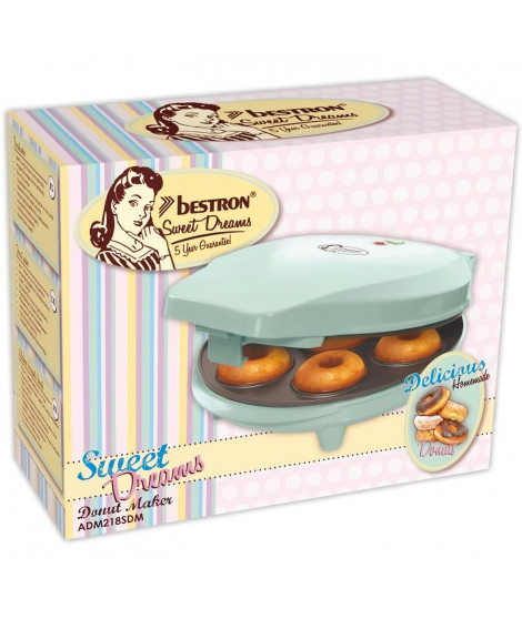 Bestron Appareil a donuts au design rétro, Sweet Dreams, Revetement anti-adhésif, 700 Watts, Couleur: menthe