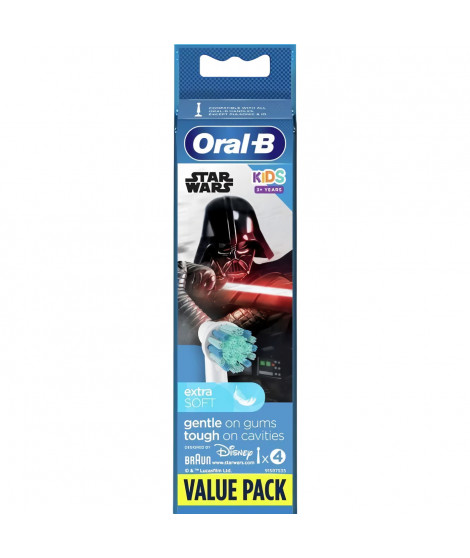 ORAL-B 80352668 - Brossettes de rechange Star Wars - Pour brosse a dents éléctrique Oral-B Kids - Lot de 4