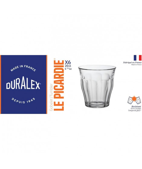 DURALEX - Picardie Transparent - Gobelet 22 cl - verre trempé