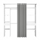 EKIPA Dressing avec rideau - 2 tiroirs et 2 colonnes - Décor Blanc - L 198 x P 40 x H 203 cm - ARTIC