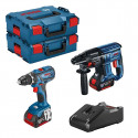 Bosch Professional - KIT 2 OUTILS : perceuse-visseuse GSR 18V-55 + perforateur GBH 18V-21 + 2 x GBA 4.0Ah + GAL 18V-40 + L-Boxx