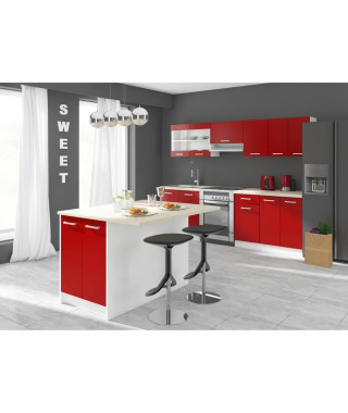 ULTRA Ilot de cuisine L 100 cm avec plan de travail - Rouge mat