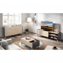 Ensemble Meuble TV 2 abattants  + buffet 3 portes  + Table basse - Chene naturel et graphite - NESS