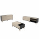 Ensemble Meuble TV 2 abattants  + buffet 3 portes  + Table basse - Chene naturel et graphite - NESS