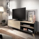 Ensemble Meuble TV 2 abattants  + buffet 3 portes  + Table basse - Chene naturel et graphite - NESS