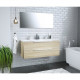 Ensemble Meuble salle de bain L 120 - Vasque + 2 tiroirs + miroir - Décor bois - ZOOM