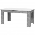 PILVI Table a manger - Blanc et béton gris clair - L 160 x I90 x H 75 cm