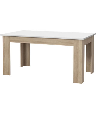 Table a manger PILVI - 6 a 8 personnes - Blanc mat et chene sonoma - Contemporain - L 160 x P 90 x H 75 cm