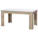 Table a manger PILVI - 6 a 8 personnes - Blanc mat et chene sonoma - Contemporain - L 160 x P 90 x H 75 cm