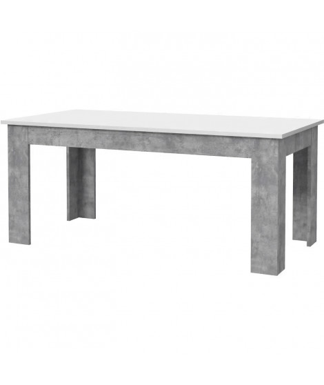 PILVI Table a manger - Blanc et béton gris clair - L 180 x I90 x H 75 cm