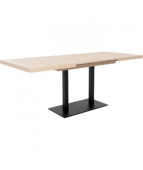 ORLANDO Table a manger a rallonge - Style industriel - Décor chene sonoma et noir - L 120-200 x P 80 x H 75 cm