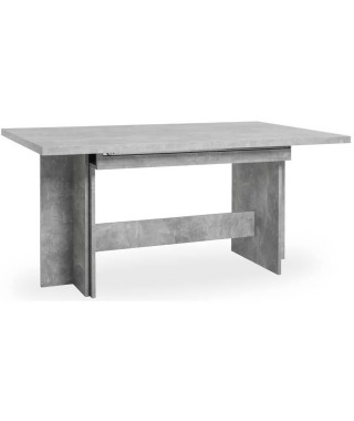 ANCONA Table a manger extensible de 8 a 12 personnes classique effet béton structuré - L 160 / 310 x l 90 cm