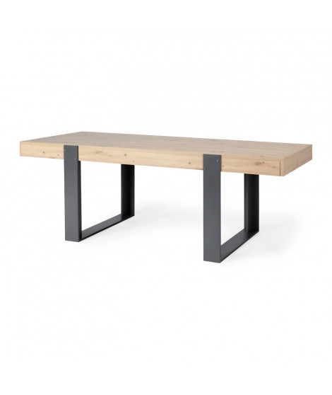 Table a manger - Décor chene artisan et Gris Ombre - L 223,9 x P 93 x H 78,6 cm - LOFT