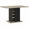 Table a manger rectangulaire avec rangement 1 porte - Décor chene et noir - L 120 x P 80 x H 75 cm - OXFORD