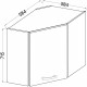 Meuble haut d'angle porte battante - Gris mat - L 58 x P 31,6 x H 72c - LASSEN