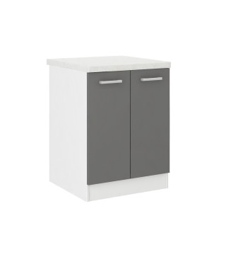 ULTRA Meuble bas de cuisine L 60 cm avec plan de travail inclus - Gris