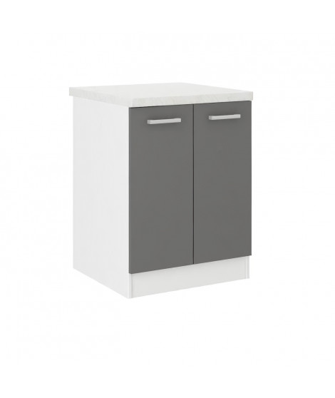 ULTRA Meuble bas de cuisine L 60 cm avec plan de travail inclus - Gris