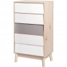 Chiffonnier avec 5 tiroirs - Scandinave - NEW SOFIA - Chene Blanc Gris Motifs - L 60 x P 40 x H 110 cm