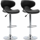 Lot de 2 tabourets de bar réglable en hauteur - Simili noir -   L 46 x P 50 x H 85/106 cm - YORK