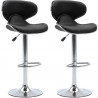 Lot de 2 tabourets de bar réglable en hauteur - Simili noir -   L 46 x P 50 x H 85/106 cm - YORK