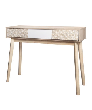 SOFIA Console 3 tiroirs - Bois avec motif - L 110 x P 35 x H 82 cm