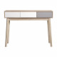 Console avec 3 tiroirs - Scandinave - NEW SOFIA - Chene Blanc Gris Motifs - L 110 x P 35 x H 82 cm