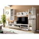 Ensemble Meuble TV : meuble tv 175 cm + 1 étagere + 2 modules - Chene et Blanc - LUKA