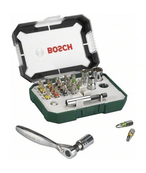 BOSCH Accessoires - set vissage coul. 26 pces + cle a cliquet