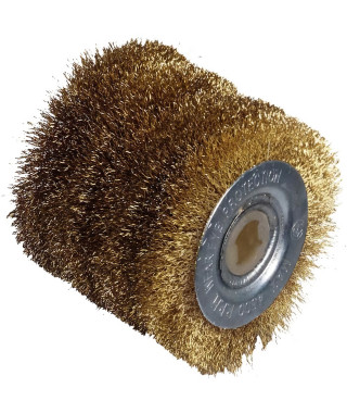 Brosse métallique large - fil laitonné de 0,3mm - Ø60mm - L60mm