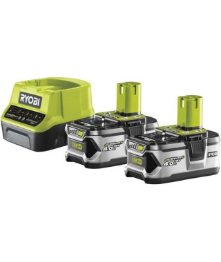 RYOBI Lot de 2 Batteries 18V 4Ah + Chargeur 2A