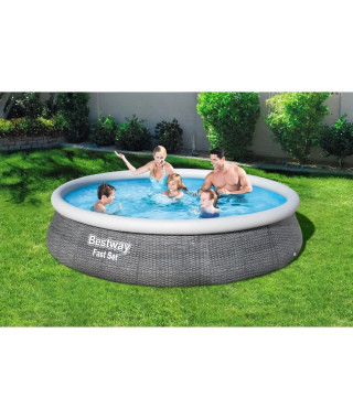 BESTWAY Piscine hors sol Fast Set - 396 x 84 cm - Gris