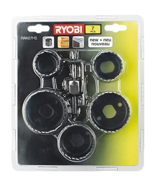 RYOBI Blister 7 pieces scies cloches pour le bois et foret centreur