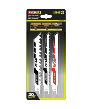 RYOBI Blister 3 lames scie sabre emmanchement universel