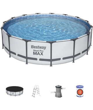 Piscine Hors-sol Tubulaire Bestway Steel Pro Max 457x107 cm Épurateur a Cartouche de 3 028 L/H Bâche et Échelle