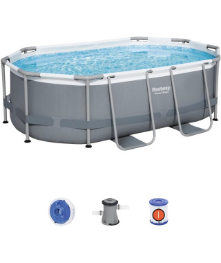 Piscine hors sol Power Steel ovale 305 x 200 x 84 cm, filtre a cartouche, diffuseur Chemconnect