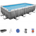 BESTWAY Piscine Hors-sol Tubulaire Power Steel Ratán 488x244x122 cm Épurateur a Cartouche de 3028 L/H Bâche et Échelle