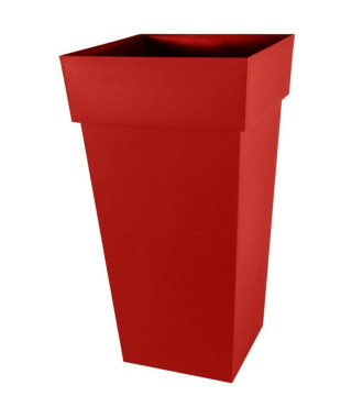 EDA Pot de fleurs XXL  Toscane  - Carré - 43,3 x 43,3 x H 80 cm - 98 L - Rouge rubis