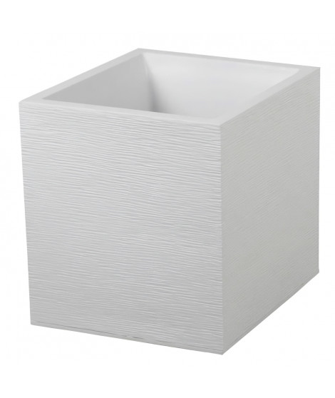 EDA Pot carré Graphit - 39 x 39 x 43 cm - Contenance 35 L - Blanc cérusé