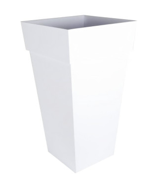 EDA Pot de fleurs XXL Toscane - Carré - 43,3 x 43,3 x H 80 cm - 98 L - Blanc