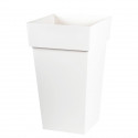 EDA Pot de fleur haut carré Toscane - 39 x 39 x H 65 cm - 62 L - Blanc