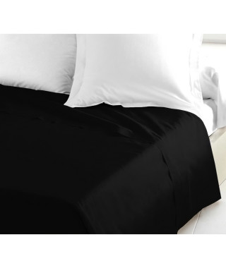 LOVELY HOME Drap Plat 100% coton 240x300 cm noir